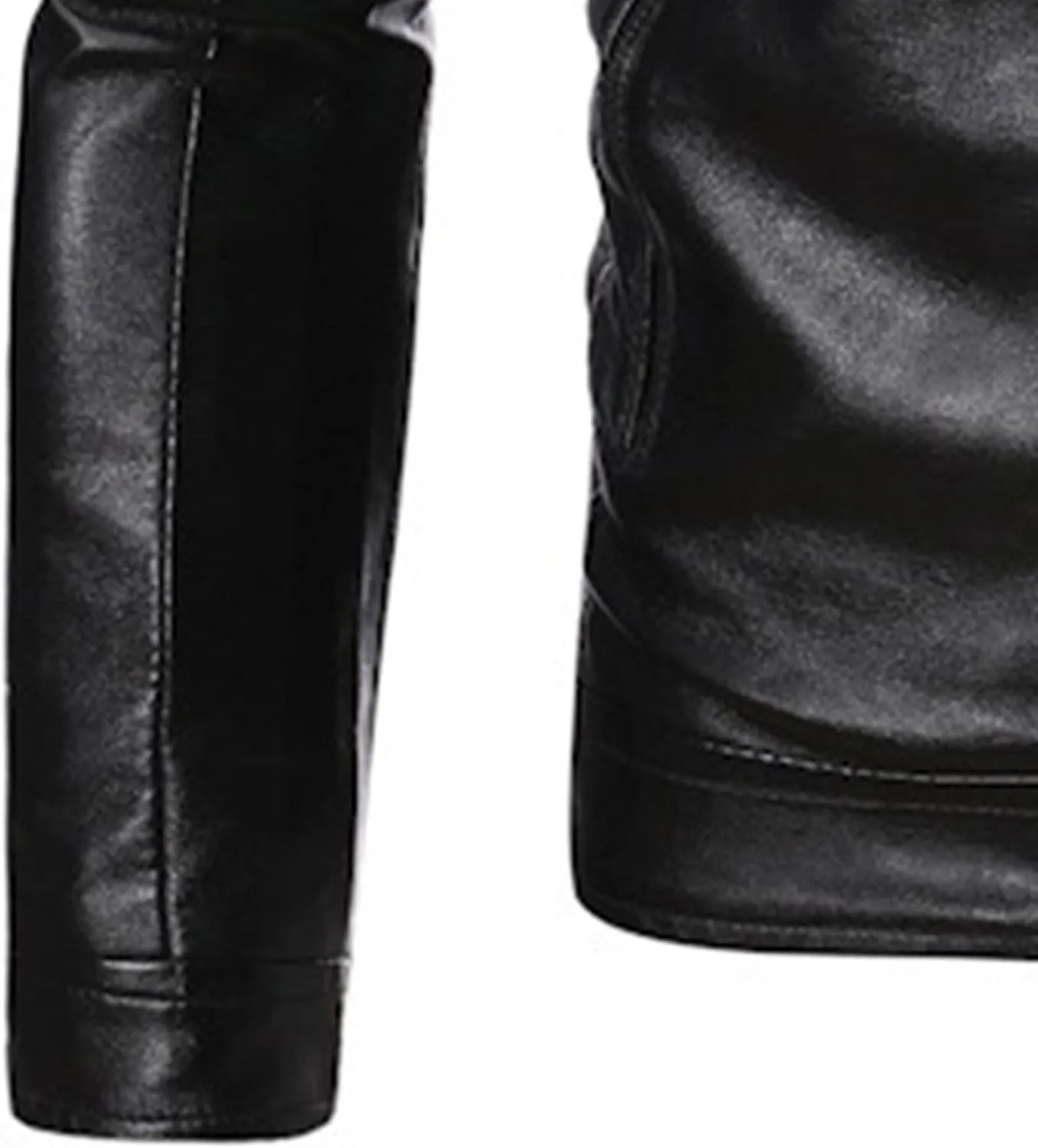 Male Stripe Leather Coat Stand Collar Pu Jackets Faux Leathers Jacket Racer Biker Style Double Zipper