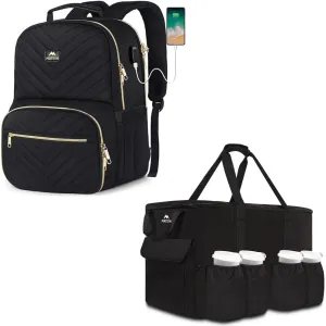 MATEIN Lunch Backpack for Women, 15.6 Inch Laptop Work Backpack with Insulated Cooler Compartment, Food Delivery Bag XXL - 23 x 14 x 15 Inches