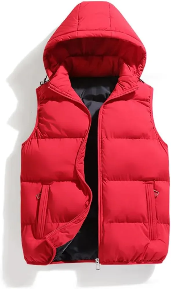 Men Autumn Winter Hooded Vest Jacket Puffer Sleeveless Cotton Padded Keep Warm Thicken Coats