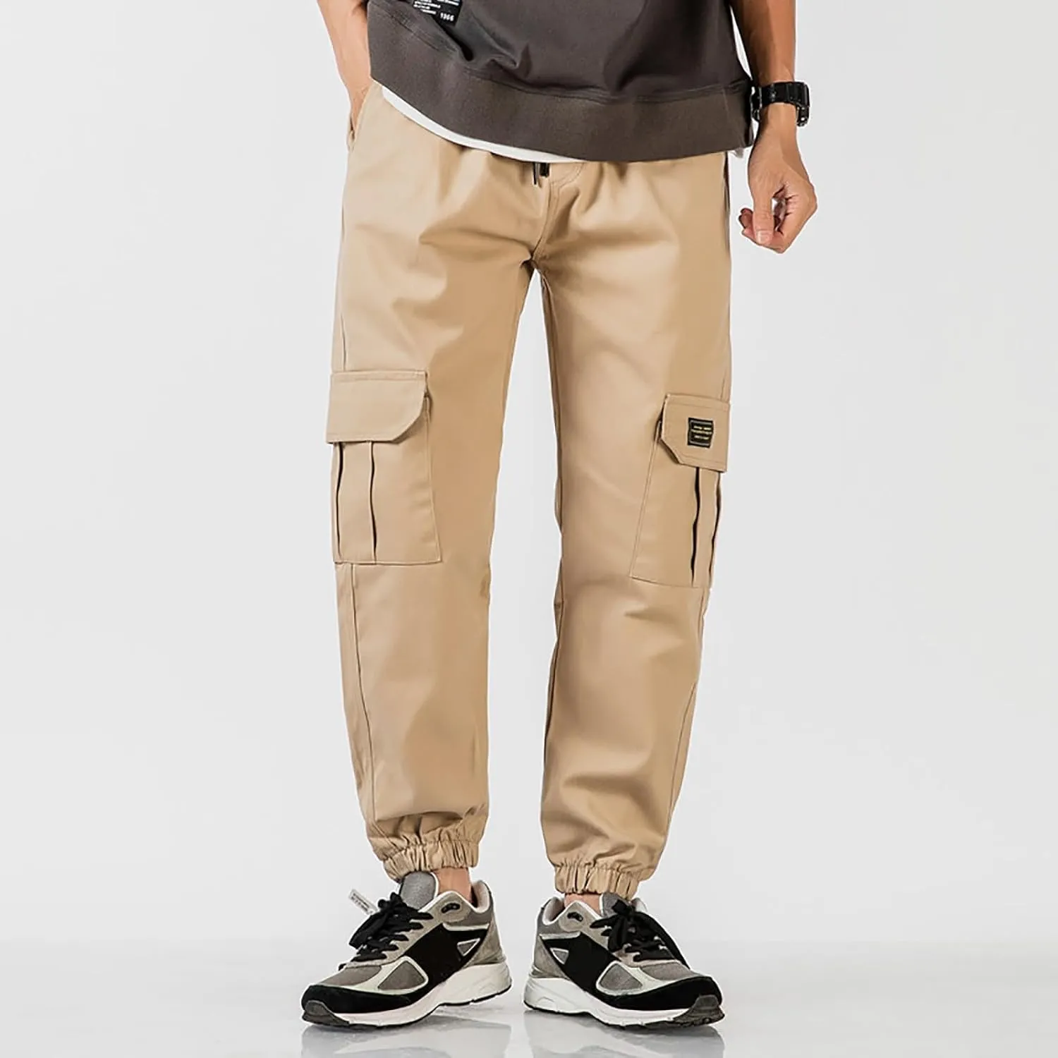 Men Cargo Pants Trousers Pockets Trousers Men Cargo Trousers Men's Cargo Pants Elastic Waistband Chino Slim Skinny