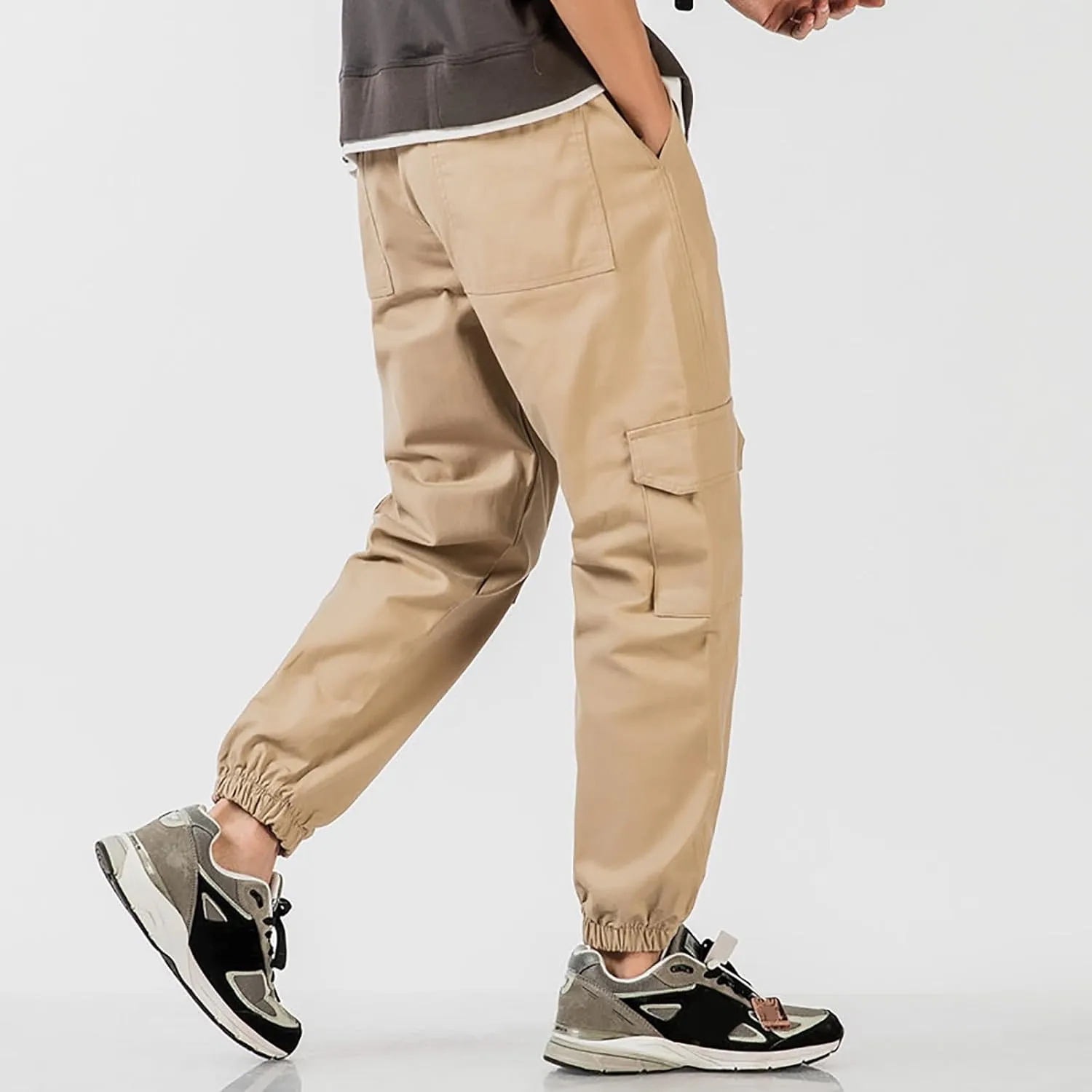 Men Cargo Pants Trousers Pockets Trousers Men Cargo Trousers Men's Cargo Pants Elastic Waistband Chino Slim Skinny
