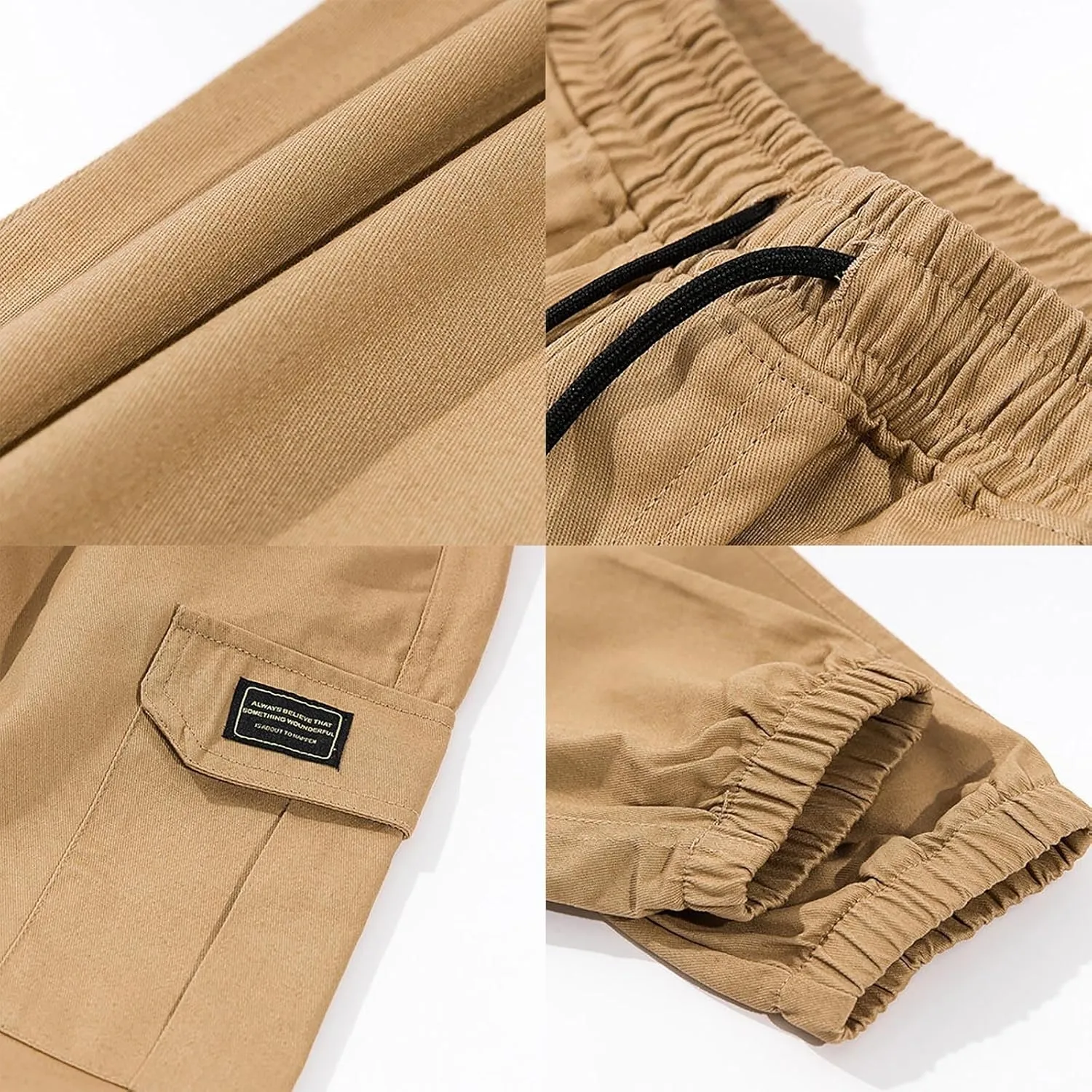 Men Cargo Pants Trousers Pockets Trousers Men Cargo Trousers Men's Cargo Pants Elastic Waistband Chino Slim Skinny
