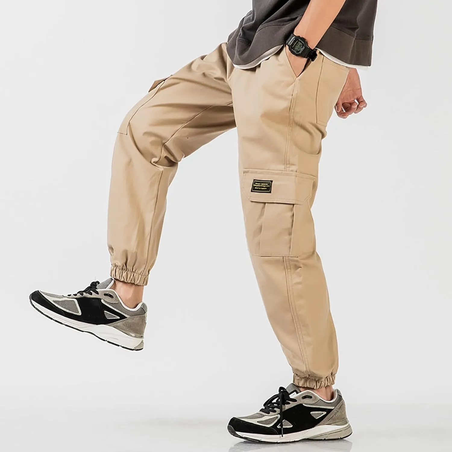 Men Cargo Pants Trousers Pockets Trousers Men Cargo Trousers Men's Cargo Pants Elastic Waistband Chino Slim Skinny