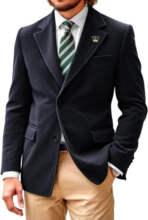 Men Corduroy Casual Suit Blazer Jackets Vintage Formal Sport Coats Classic 2 Button Corduroy Business Blazer