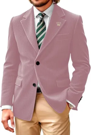 Men Corduroy Casual Suit Blazer Jackets Vintage Formal Sport Coats Classic 2 Button Corduroy Business Blazer