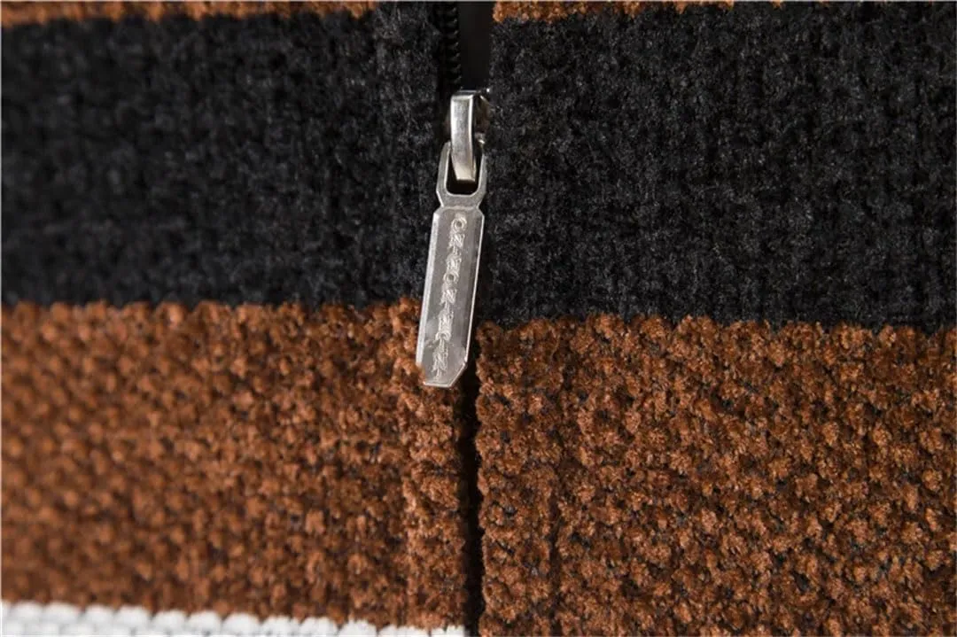 Men Knitwear Cardigan Sweater Autumn Winter Stand-Up Collar Zipper Casual Cardigan Sweater Jacket