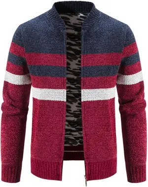 Men Knitwear Cardigan Sweater Autumn Winter Stand-Up Collar Zipper Casual Cardigan Sweater Jacket