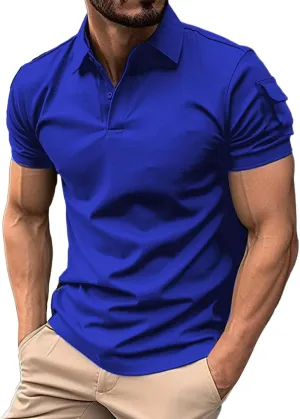 Men Polo Shirts 2024 and Summer Casual Short Sleeved Buttons Lapel Solid Color Short Sleeved T Shirt Tops Golf Mens