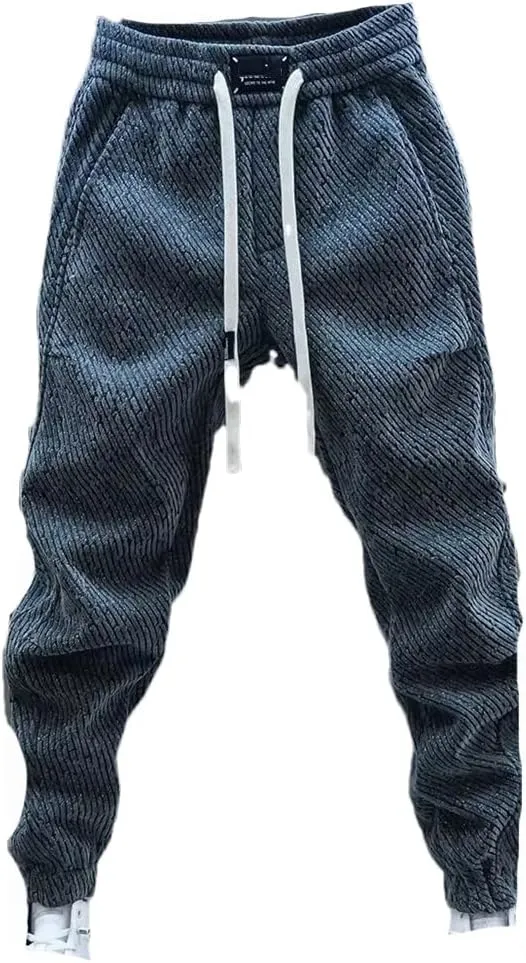 Men Spring Harem Pants Striped Trousers Sports Cargo Sweatpants Loose Elastic Waist Versatile Pants
