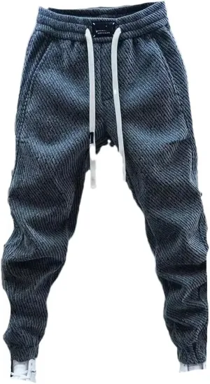 Men Spring Harem Pants Striped Trousers Sports Cargo Sweatpants Loose Elastic Waist Versatile Pants