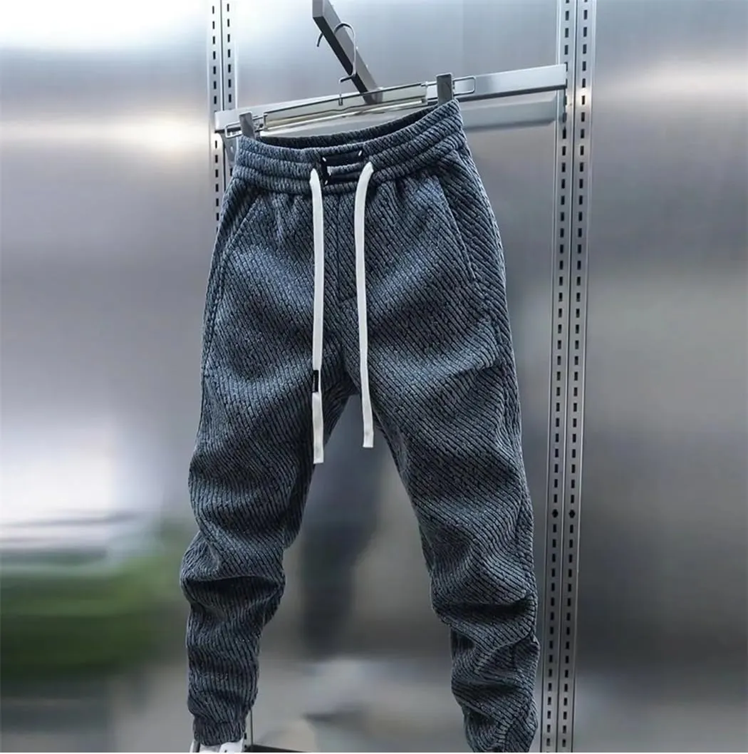 Men Spring Harem Pants Striped Trousers Sports Cargo Sweatpants Loose Elastic Waist Versatile Pants