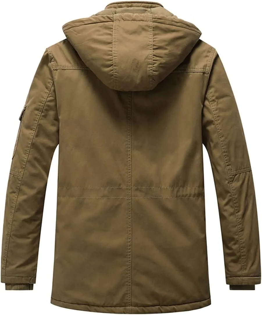 Men Thicken Warm Cotton-Padded Fleece Jackets Outwear Parka Coats Snow Clothing