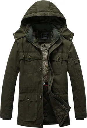 Men Thicken Warm Cotton-Padded Fleece Jackets Outwear Parka Coats Snow Clothing