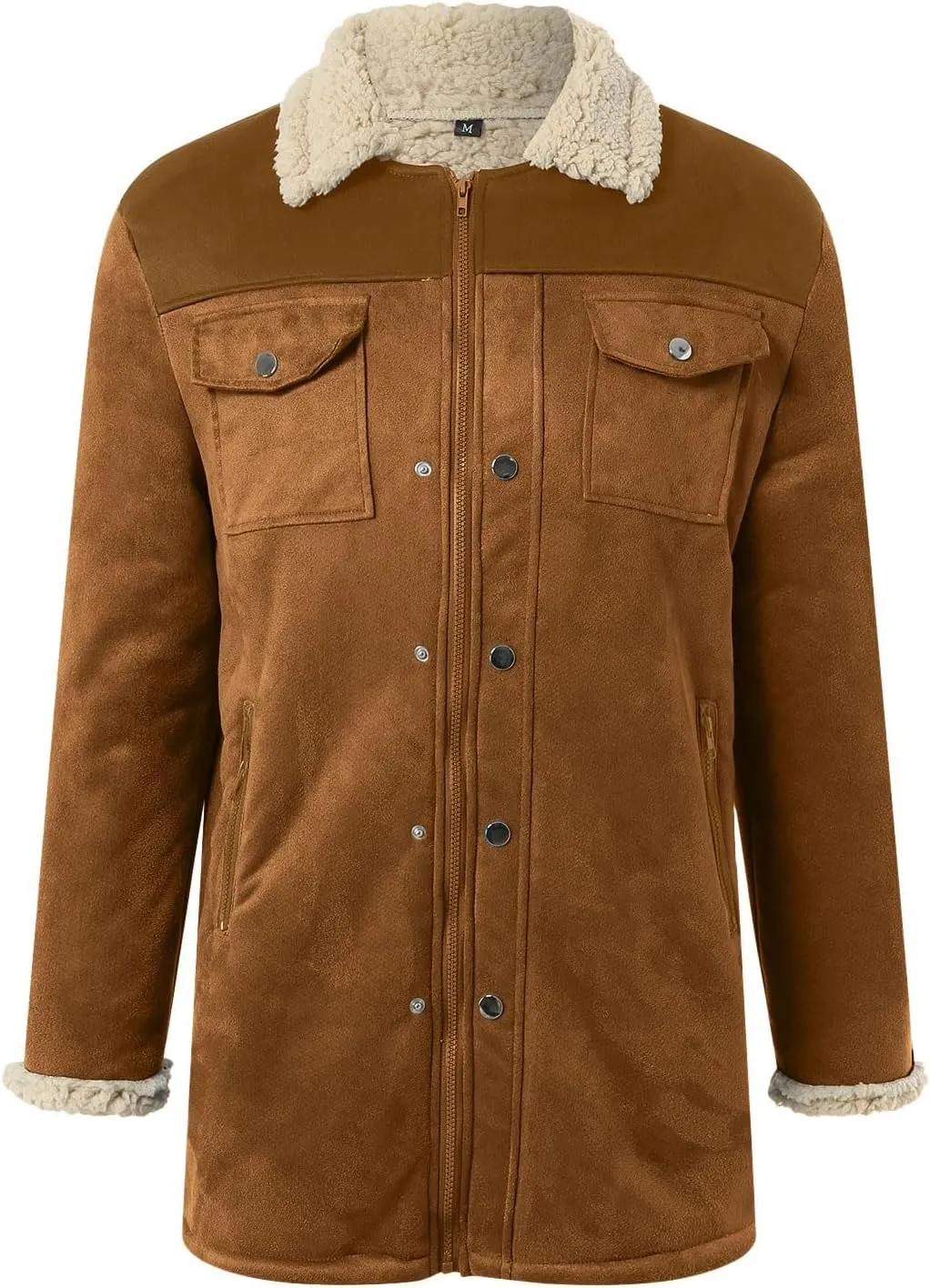 Men Vintage Suede Jacket Plush Collar Coats Faux Leather Jacket Men Zip Up Motorcycle Jacket Coats Retro Tops