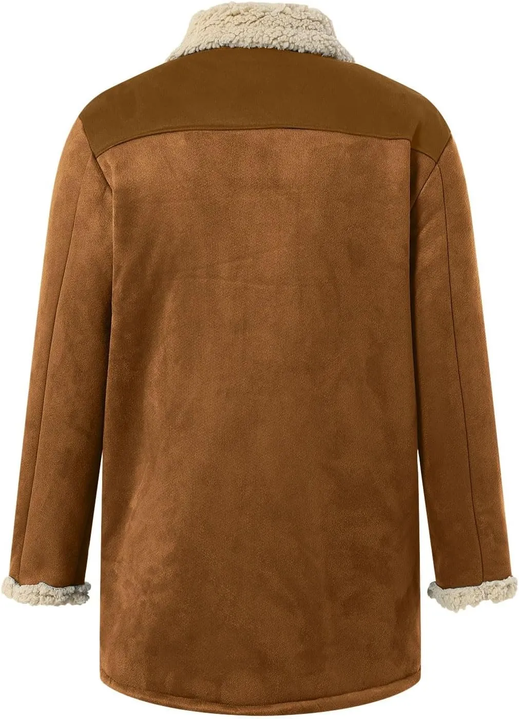 Men Vintage Suede Jacket Plush Collar Coats Faux Leather Jacket Men Zip Up Motorcycle Jacket Coats Retro Tops