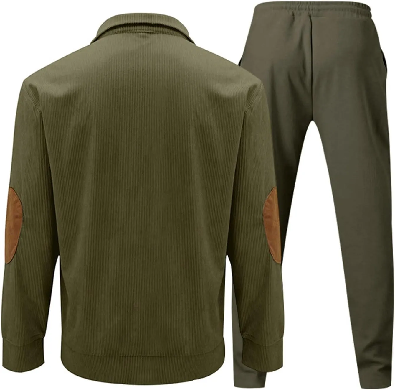 Mens 2 Piece Corduroy Outfits Casual Long Sleeve Shirt Pant Sets 2024 Fall Winter Stylish Tracksuits Trendy Sweatsuit