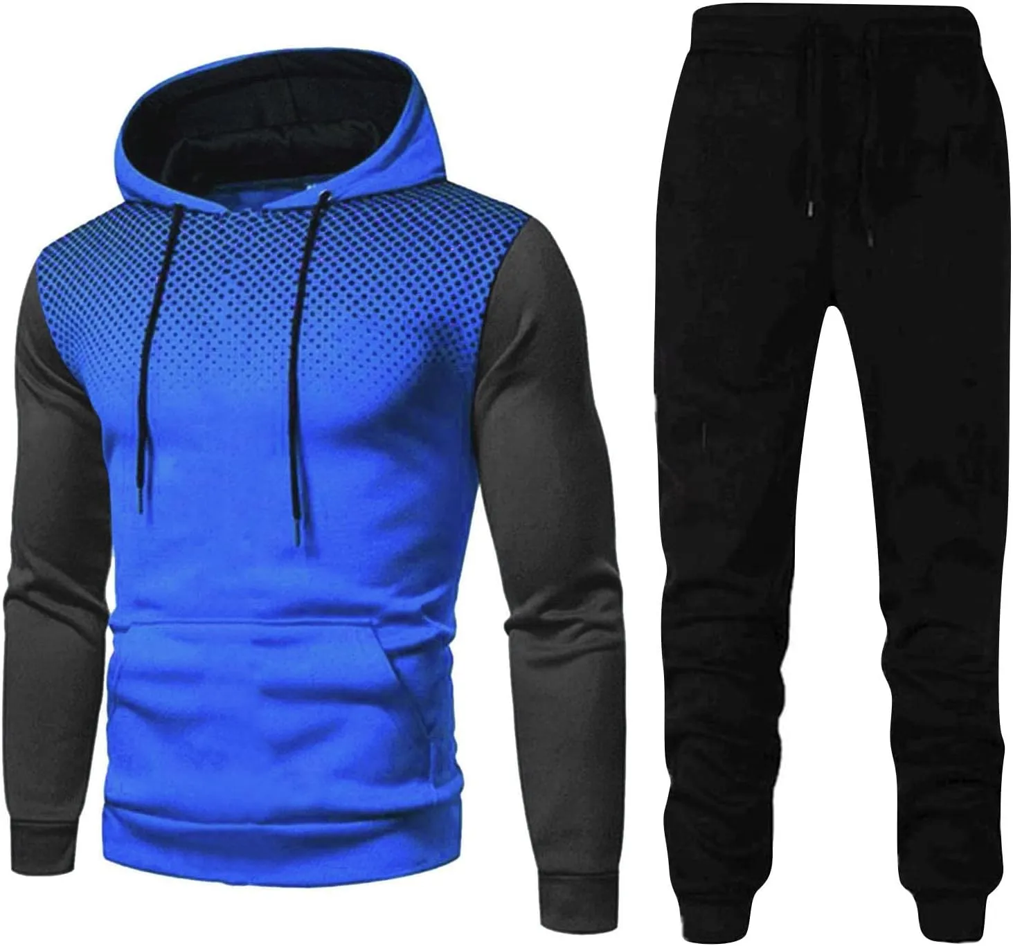 Mens 2 Piece Sweat Suit Leisure Solid Color Sweater Pants Sports Suit Set Mens 2 Piece Hoodie for Men Mens