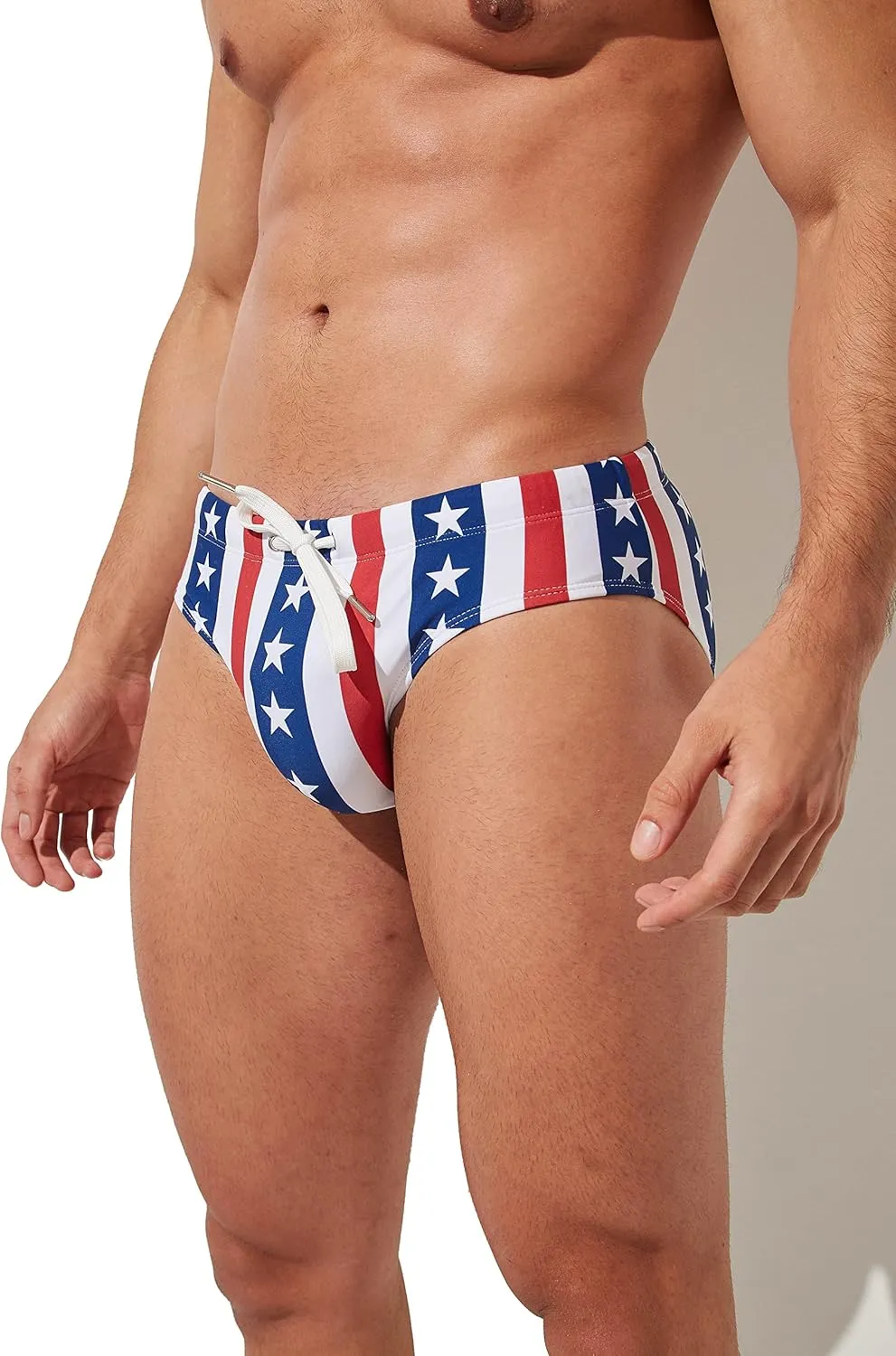 Men's American Flag Patriotic Swimwear Fourth of July Stars & Stripes Swim Briefs