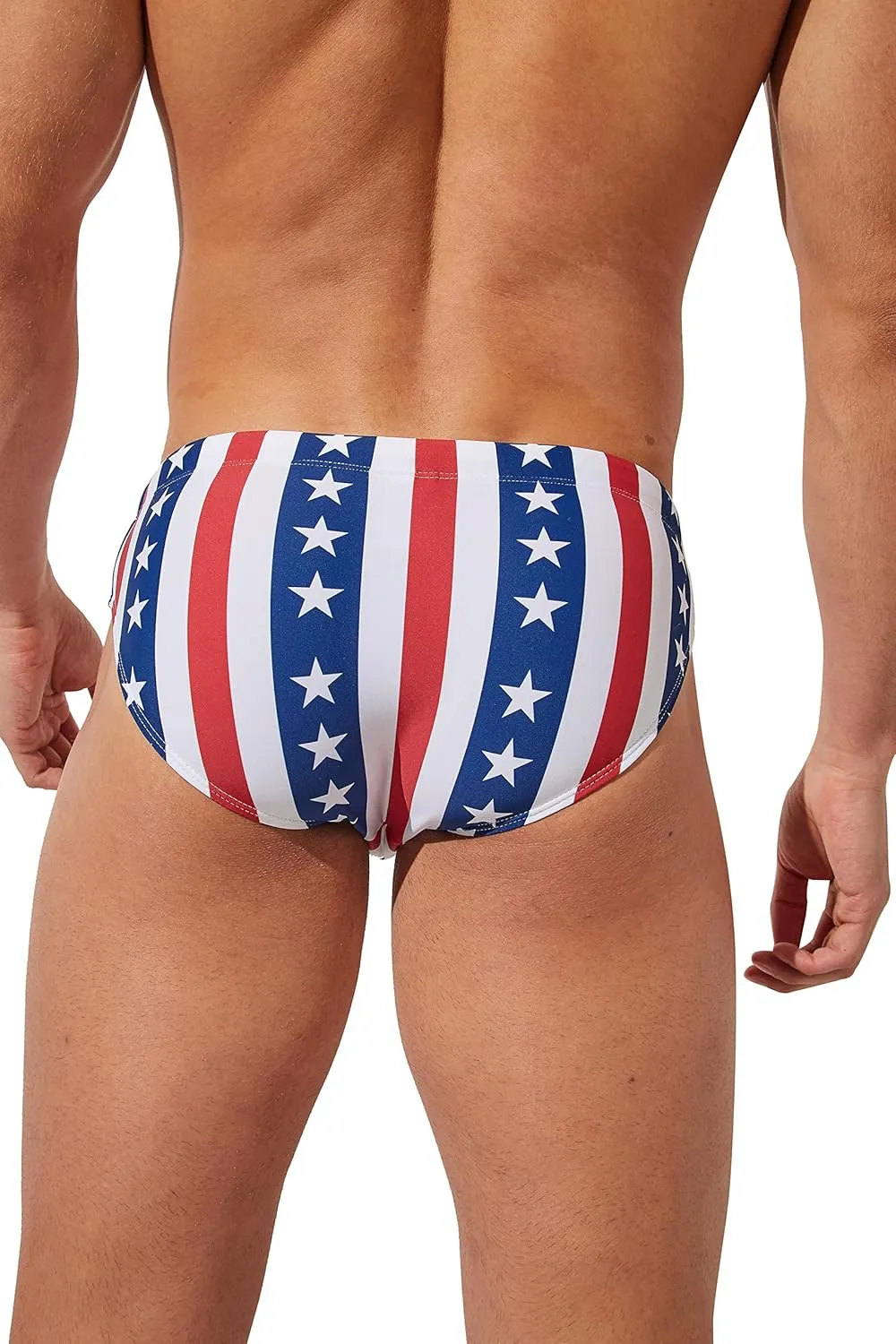 Men's American Flag Patriotic Swimwear Fourth of July Stars & Stripes Swim Briefs
