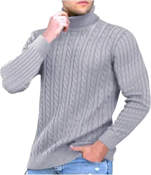 Men's Basic Designed Knitted Sweaters,Slim Pullover Sweaters High Neck Knitted Sweater Long Sleeve Knitwear