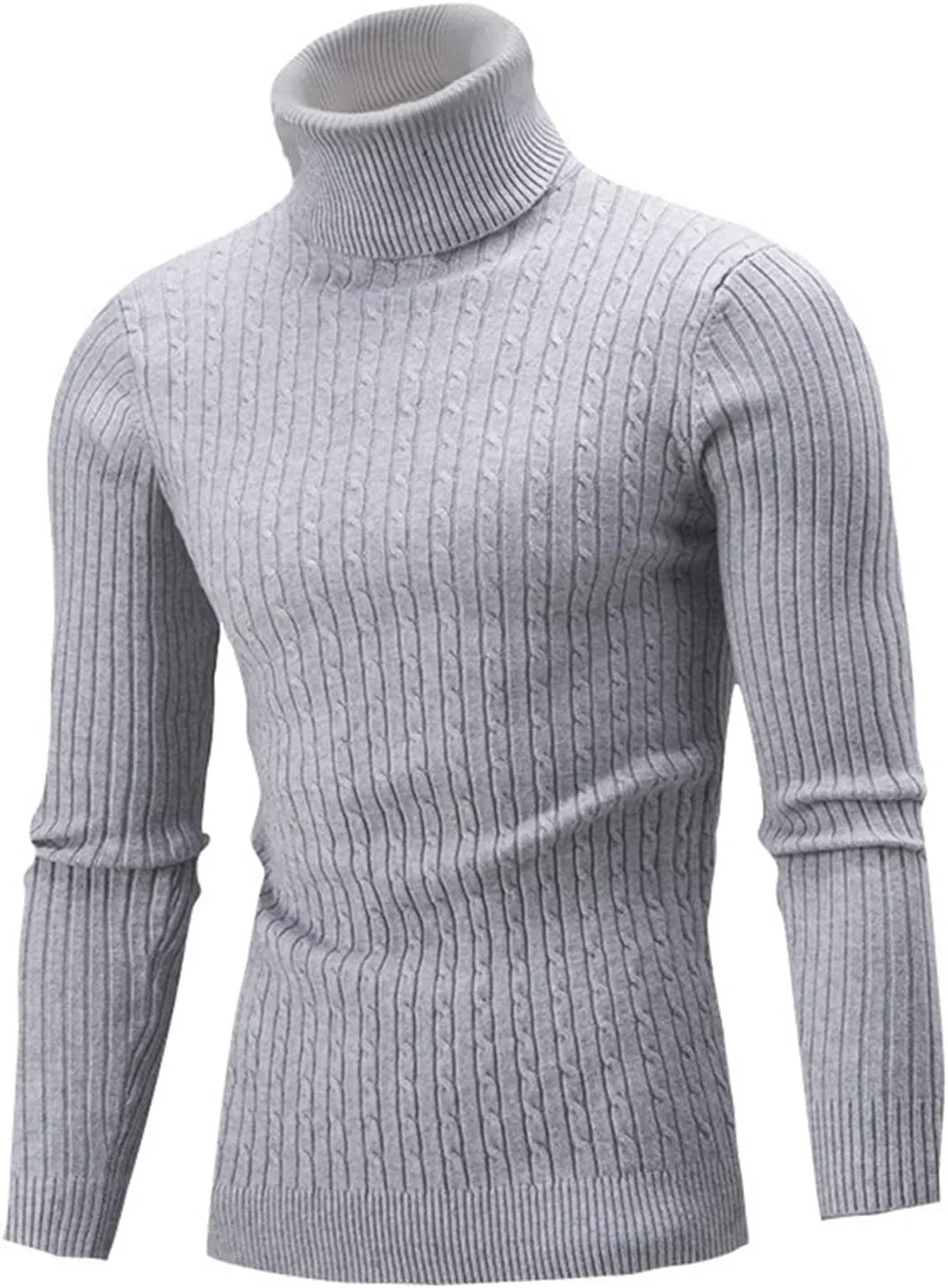 Men's Basic Designed Knitted Sweaters,Slim Pullover Sweaters High Neck Knitted Sweater Long Sleeve Knitwear