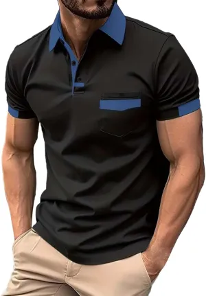 Mens Big and Tall Shirts Autumn Casual Long Sleeve Button Solid Color Long Sleeve T Shirt Top Mens Polo Tee Shirts