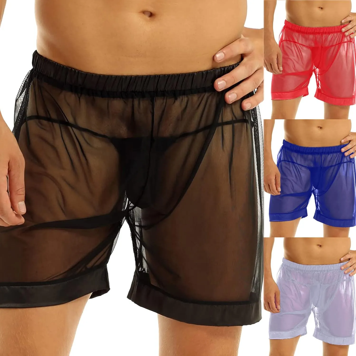 Mens Breathable Boxer Shorts Lip See Sexy Through Underpants Underwear Men's Print Transparent Men's underwear