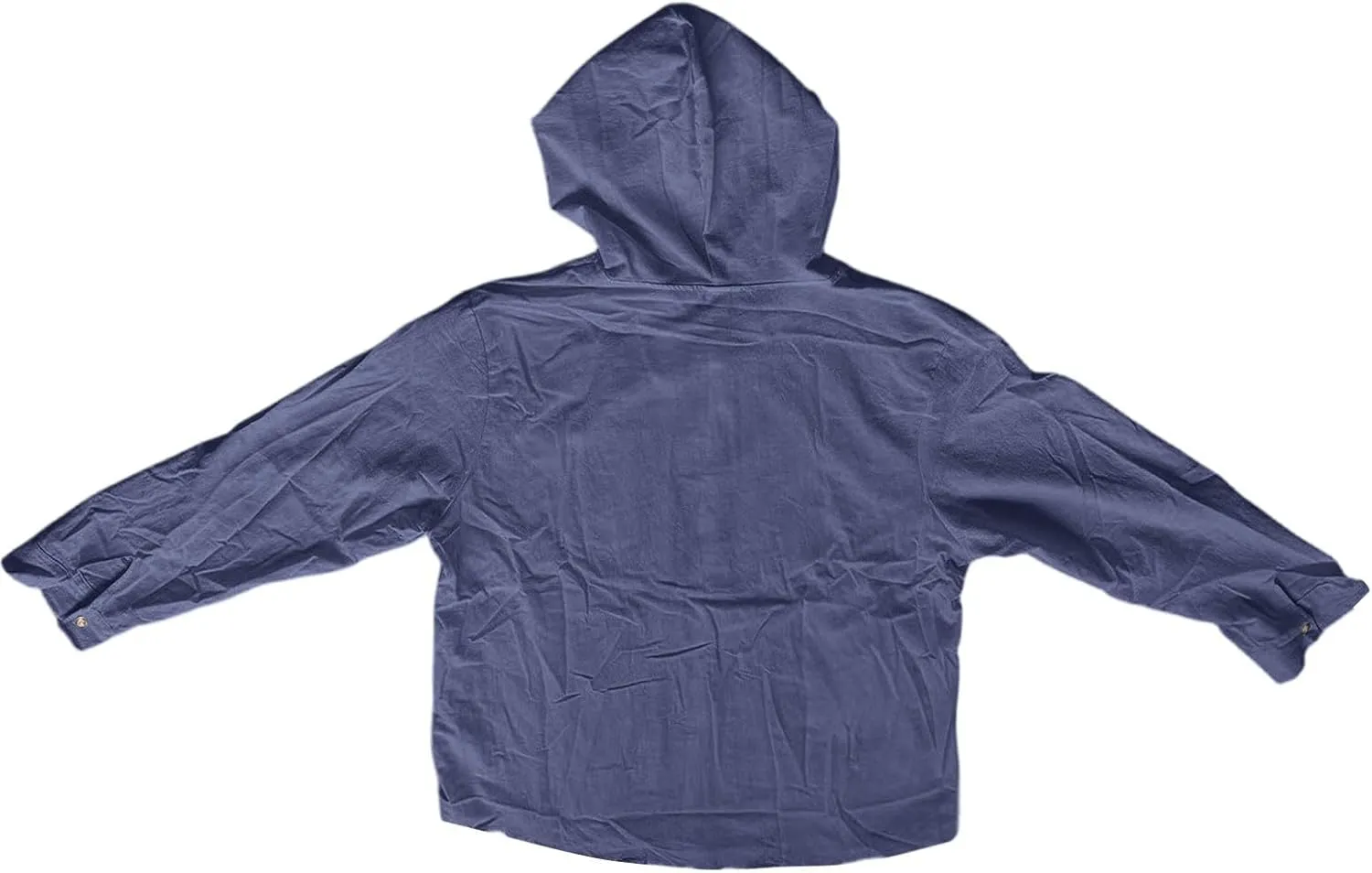 Mens Button Up Hoodies Cotton Linen Long Sleeve Lightweight Summer Sun Protection Hooded Beach Shirts