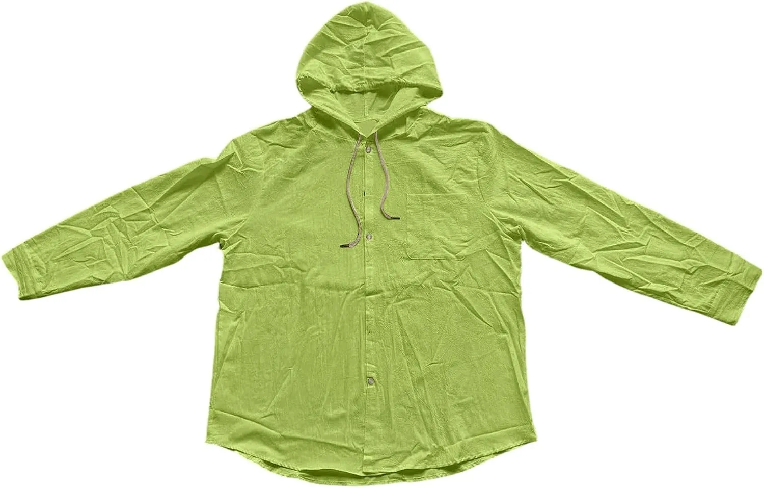 Mens Button Up Hoodies Cotton Linen Long Sleeve Lightweight Summer Sun Protection Hooded Beach Shirts