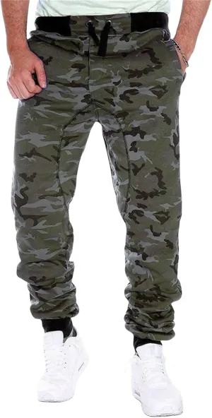 Men's Camouflage Sweatpants, Loose Casual Stretch Classic Fit Straight Camo Pants Sports Joggers Trousers with Pocket