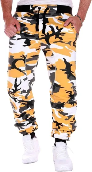 Men's Camouflage Sweatpants, Loose Casual Stretch Classic Fit Straight Camo Pants Sports Joggers Trousers with Pocket