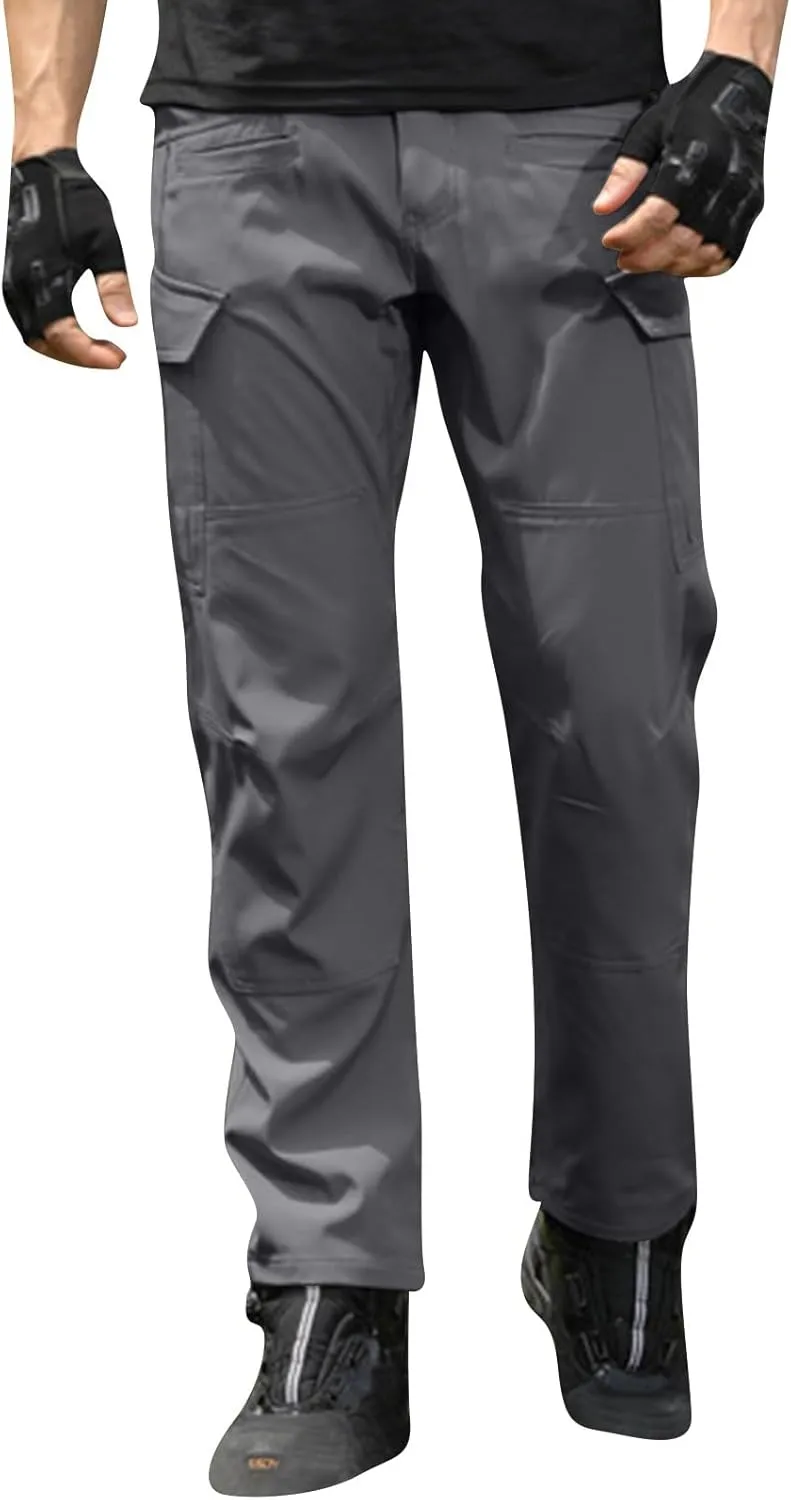 Men's Cargo Pants Big and Tall, Straight Fit Fast Dry Cool Plus Size Pants Waterproof Photography Cargo Trousers for Men Exploration Tactical Ripstop Clothing Multipants Gray M
