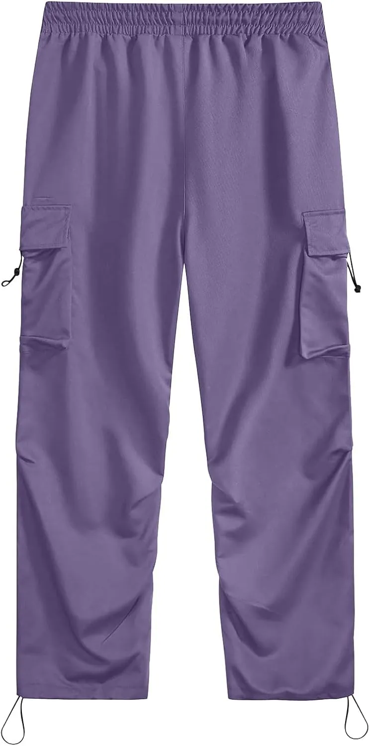 Men's Cargo Pants Elastic Waist Lightweight Drawstring Outdoor Tactical Pants Fashion Streetwear Athletic Hiking Pants