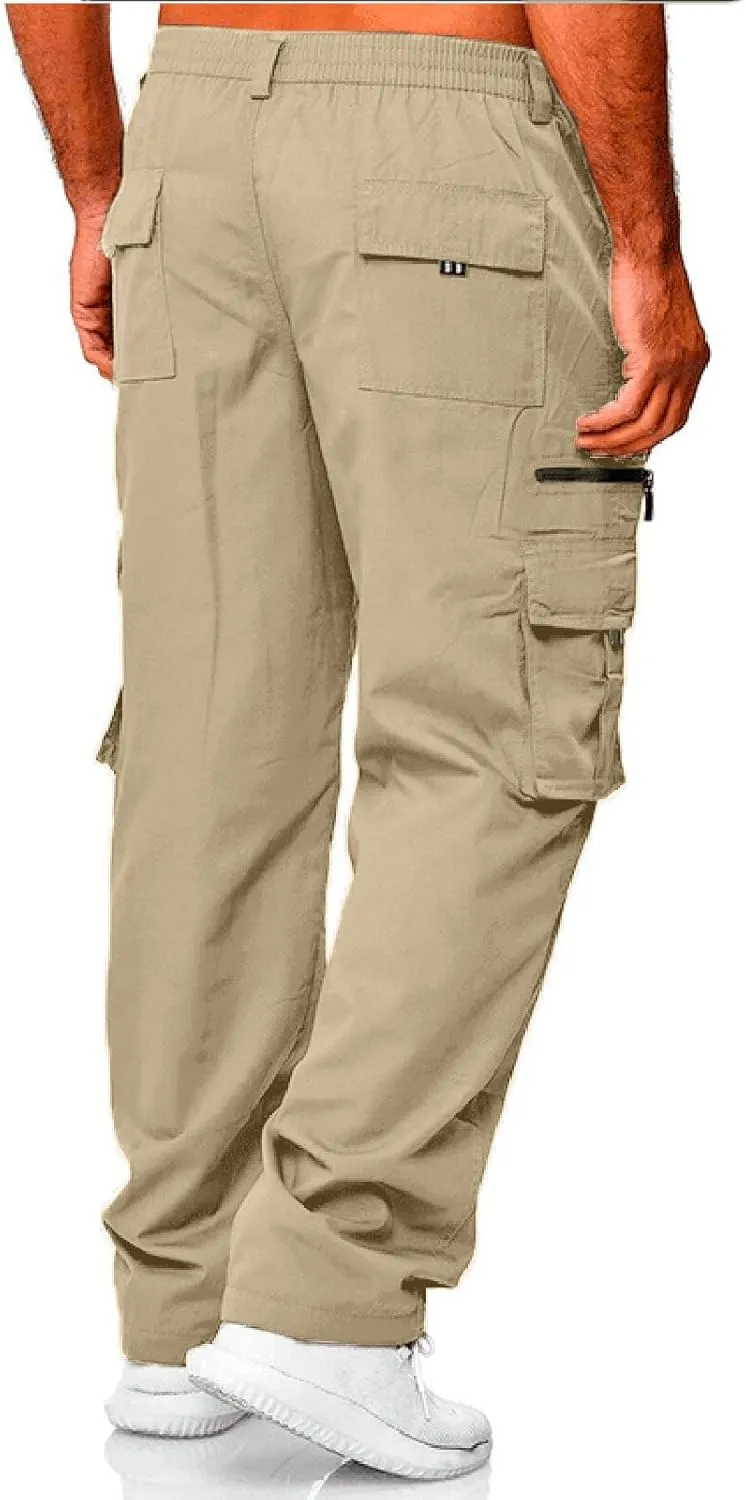 Mens Cargo Pants Relaxed Fit Outdoor Lightweight Hiking Jogger Classic Fit Multi Pockets Fashion Trousers