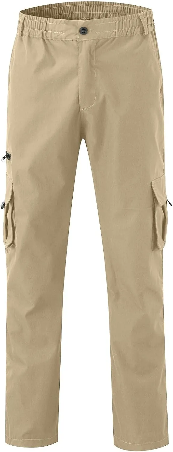 Mens Cargo Pants Relaxed Fit Outdoor Lightweight Hiking Jogger Classic Fit Multi Pockets Fashion Trousers