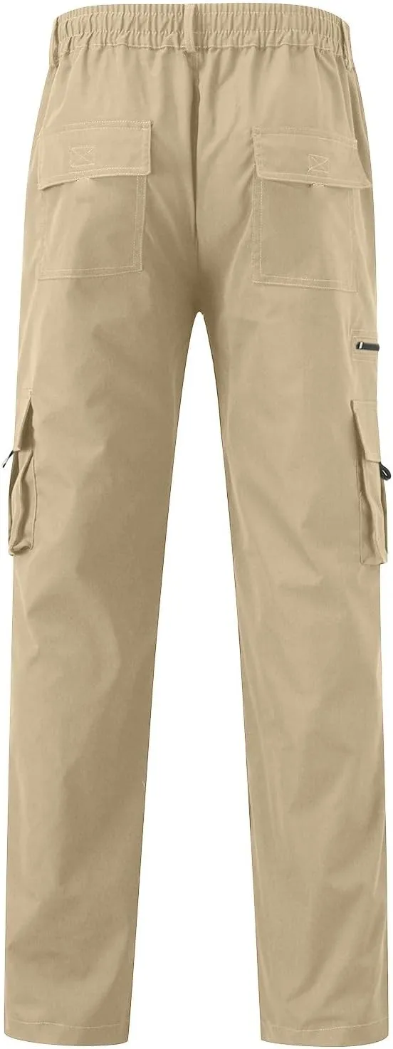 Mens Cargo Pants Relaxed Fit Outdoor Lightweight Hiking Jogger Classic Fit Multi Pockets Fashion Trousers