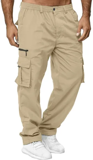 Mens Cargo Pants Relaxed Fit Outdoor Lightweight Hiking Jogger Classic Fit Multi Pockets Fashion Trousers