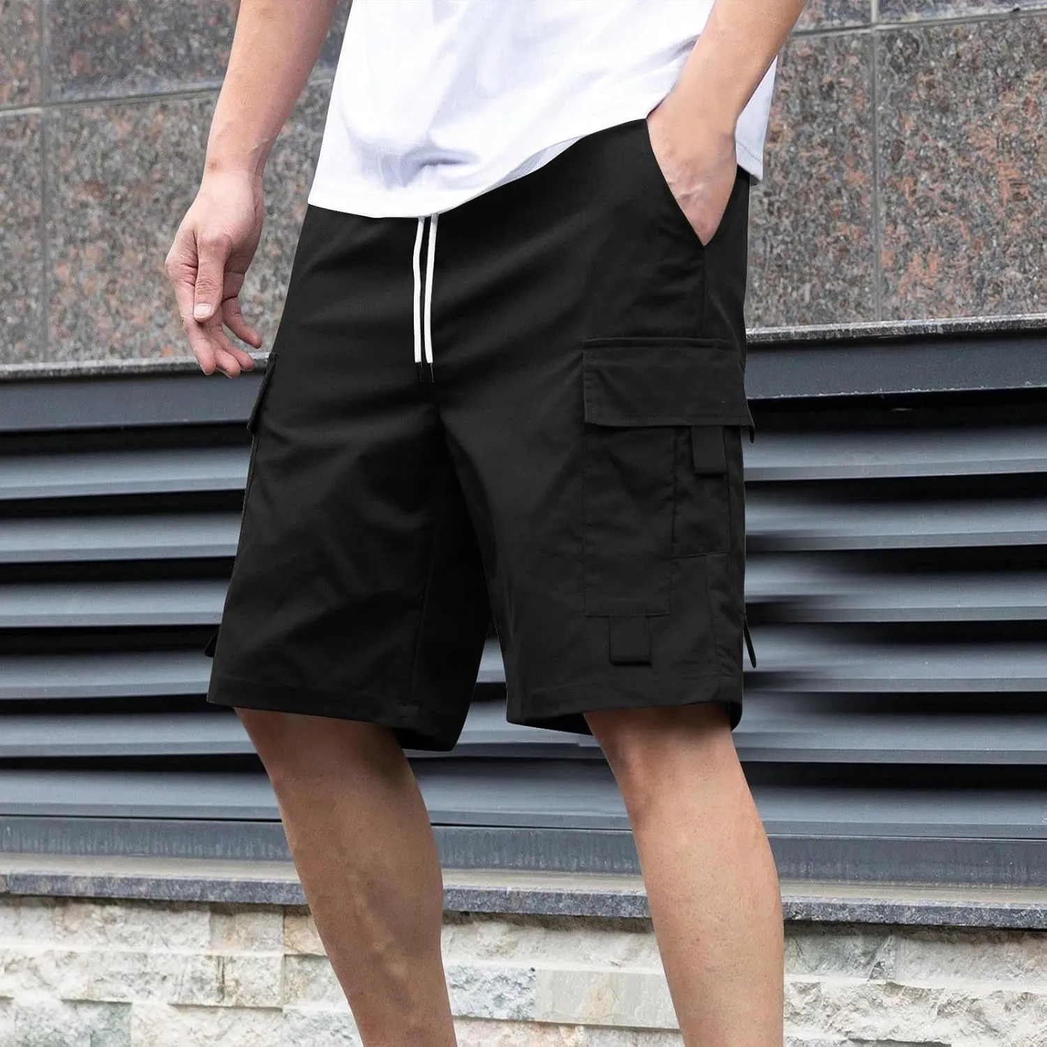 Men's Cargo Shorts Casual Lightweight Quick Dry Summer Outdoor Hiking Drawstring Multi-Pocket Relaxed Fit Cargo Shorts