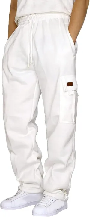 Mens Cargo Sweatpants Baggy Plus Size Elastic Waist Drawstring with Pockets 2024 New Workout Pants