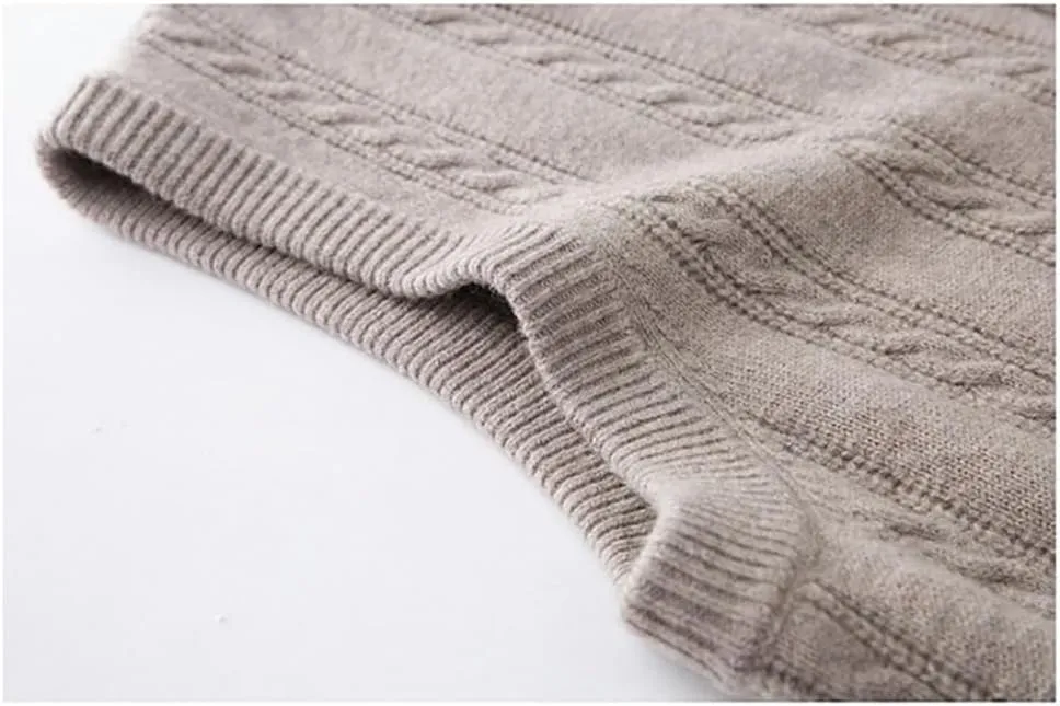 Men's Cashmere Cardigan Vest Knitwear Vest Sleeveless Zipper Cardigan Sweater Vest