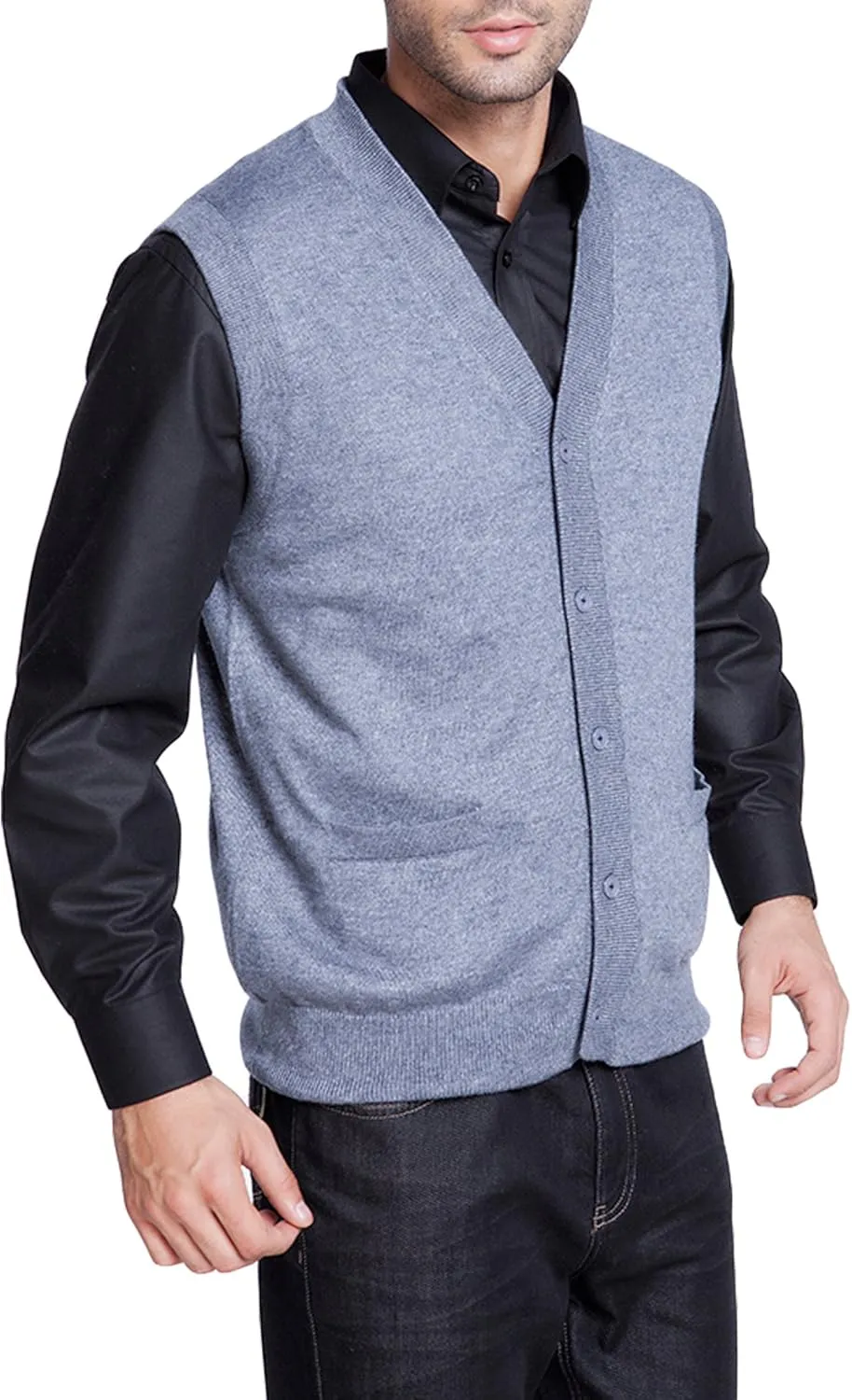 Men's Cashmere Sweater Vest with Pockets