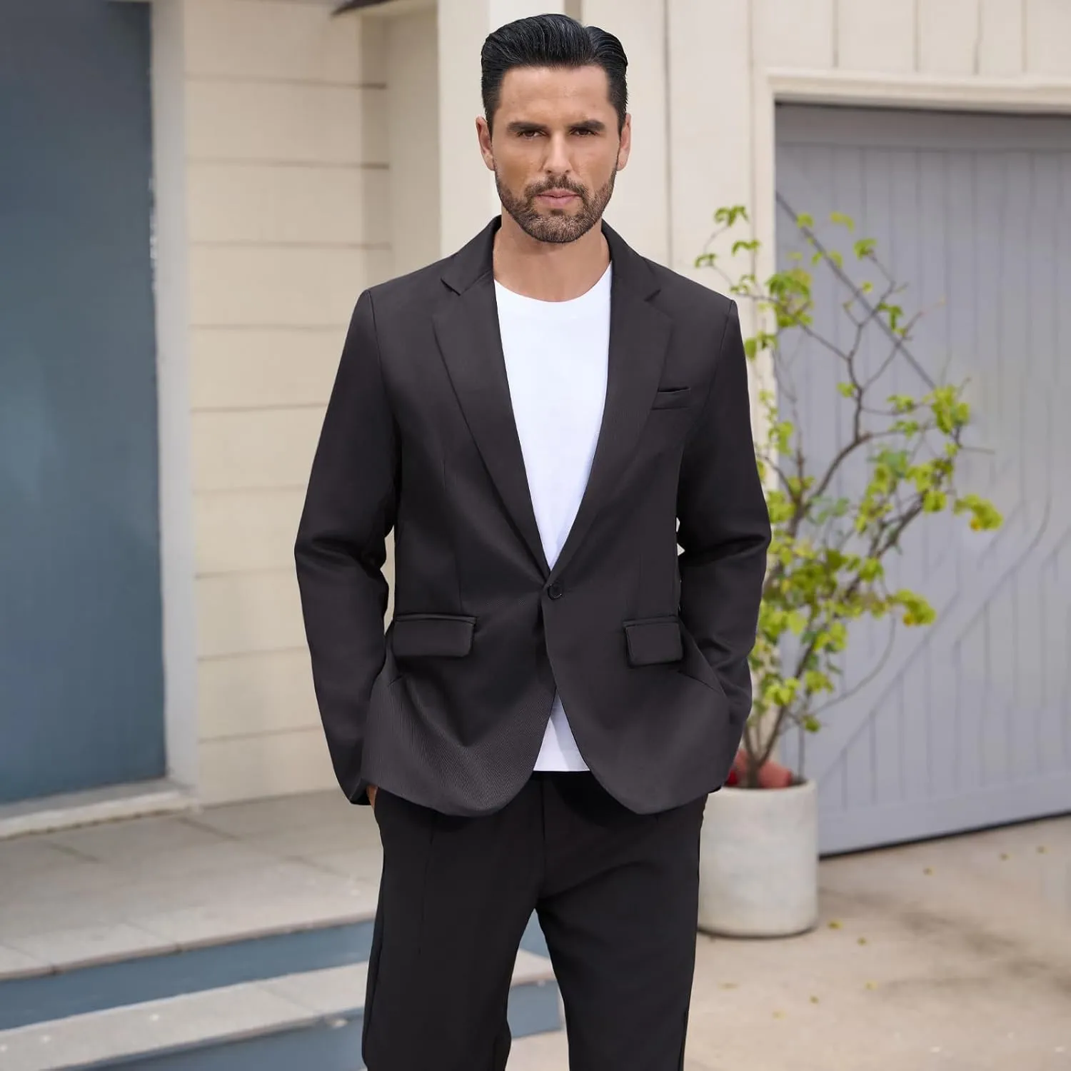 Mens Casual Blazer Suit Jackets Slim Fit One Button Sport Coats Lightweight Business Daily Jacket