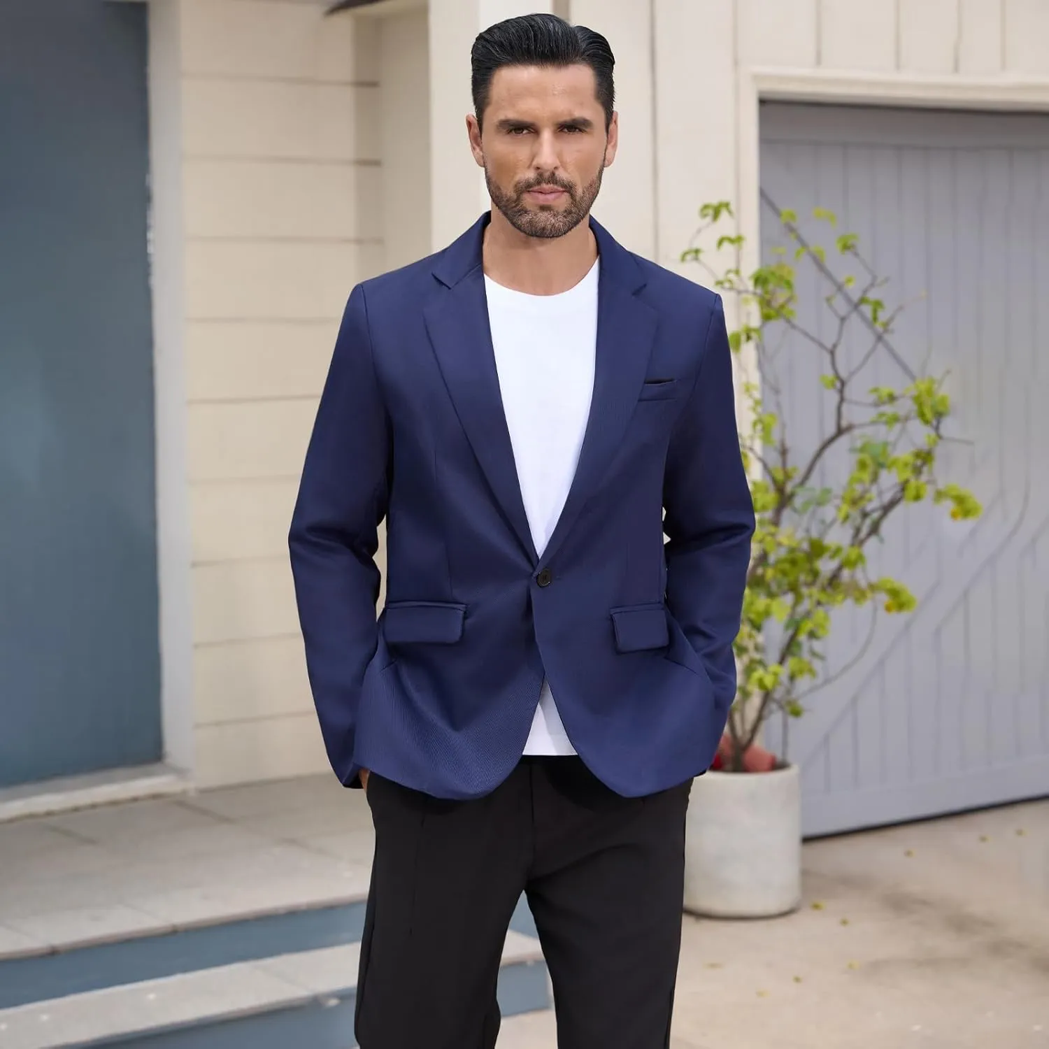 Mens Casual Blazer Suit Jackets Slim Fit One Button Sport Coats Lightweight Business Daily Jacket