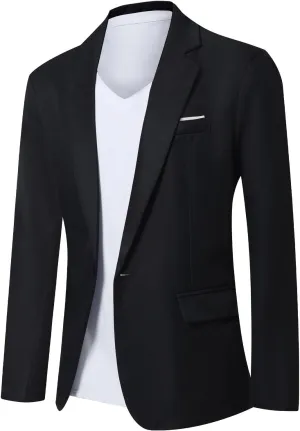 Mens Casual Blazer Suit Jackets Slim Fit One Button Sport Coats Lightweight Business Daily Jacket