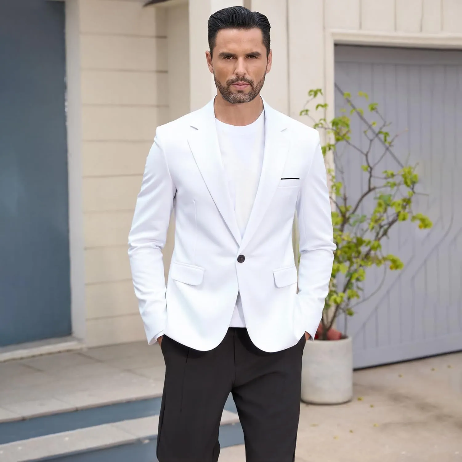 Mens Casual Blazer Suit Jackets Slim Fit One Button Sport Coats Lightweight Business Daily Jacket