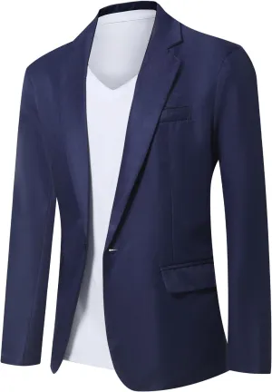 Mens Casual Blazer Suit Jackets Slim Fit One Button Sport Coats Lightweight Business Daily Jacket