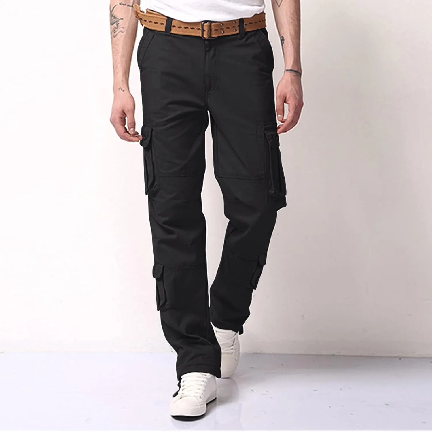 Men's Casual Cargo Pants Slim Fit Stretch Joggers Fashion Style Trousers Regular Tapered Cargo Pant with Pockets