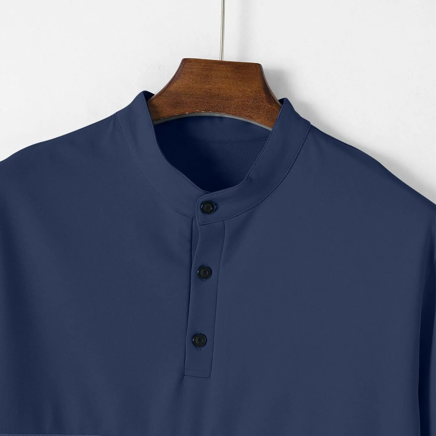 Mens Casual Golf Shirts Henley Neck Quarter Button Short Sleeve T-Shirt Loose Fit Striped Activewear Work Shirts