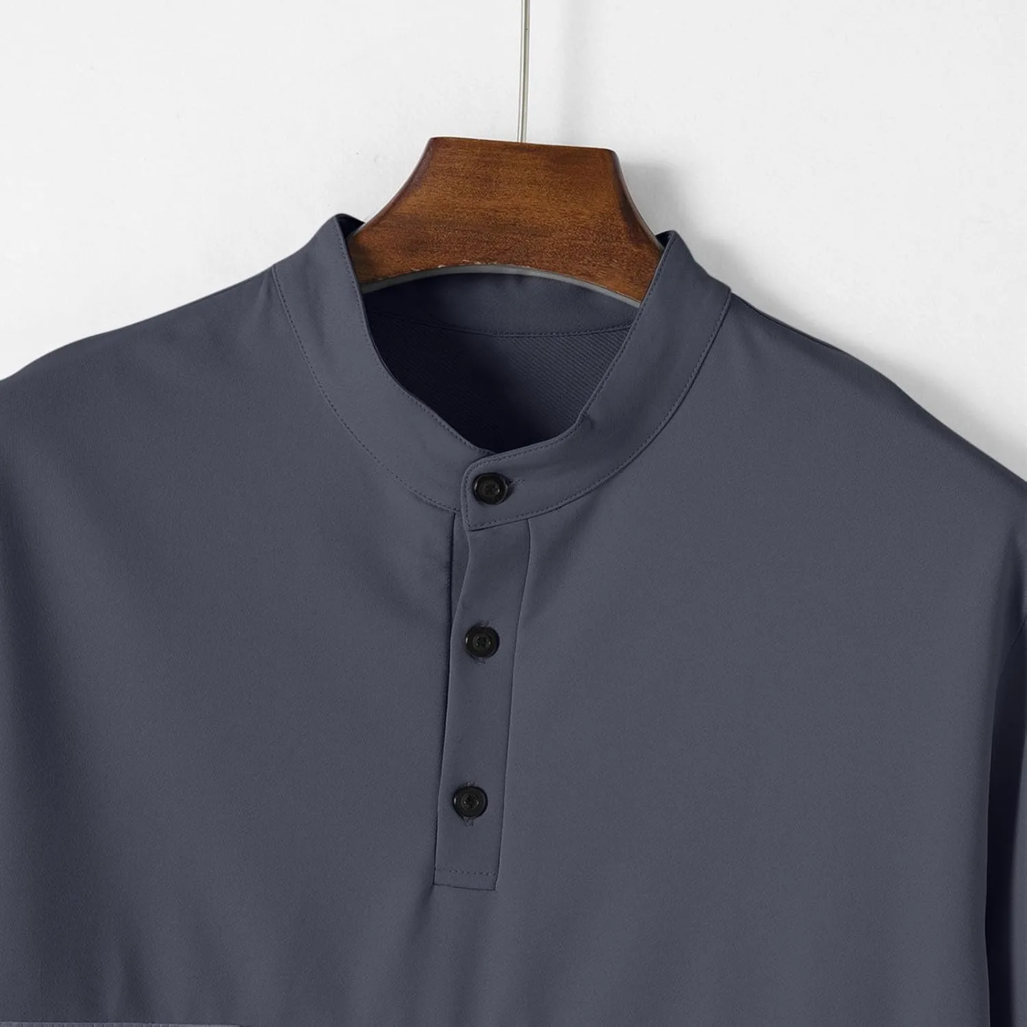 Mens Casual Golf Shirts Henley Neck Quarter Button Short Sleeve T-Shirt Loose Fit Striped Activewear Work Shirts
