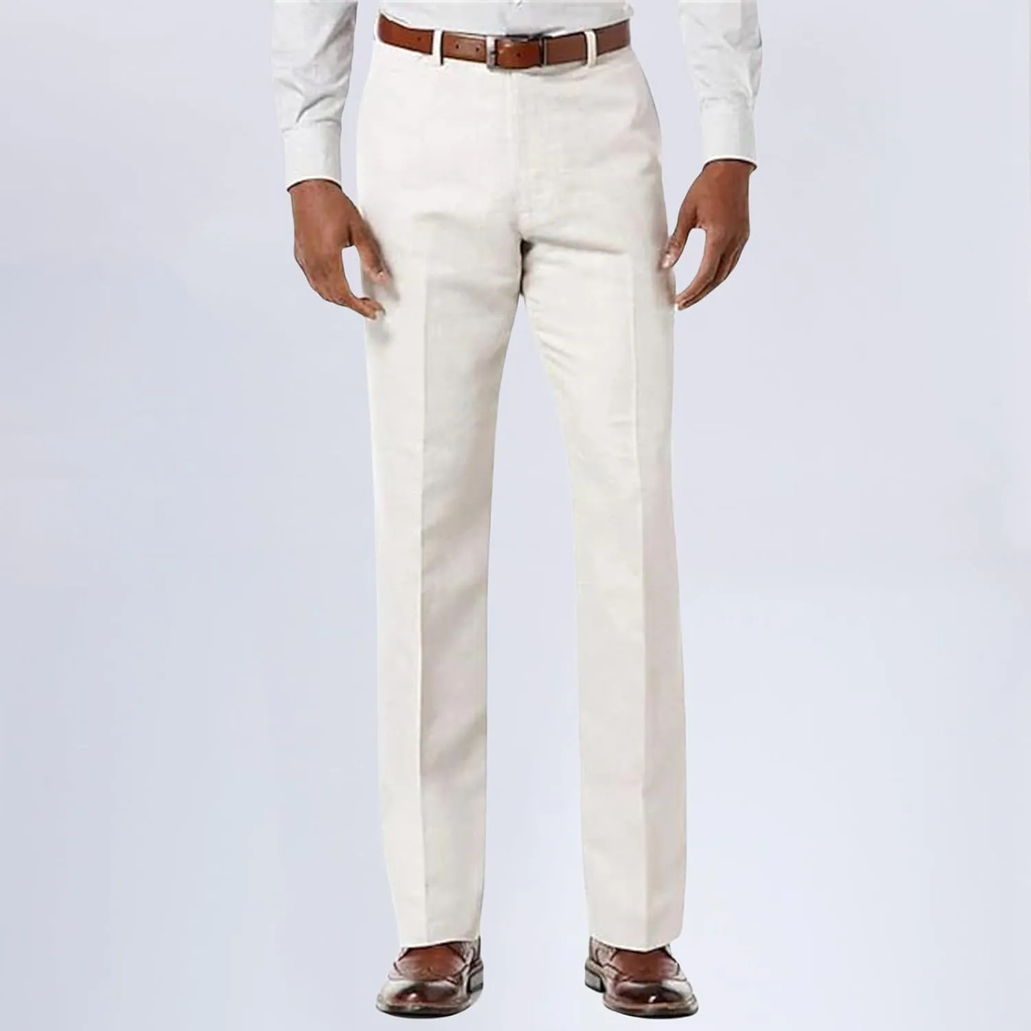Men's Casual Straight-Fit Pants, Lightweight Wrinkle Free Dress Pants Stretch Flat Front Summer Spring Dress Slacks